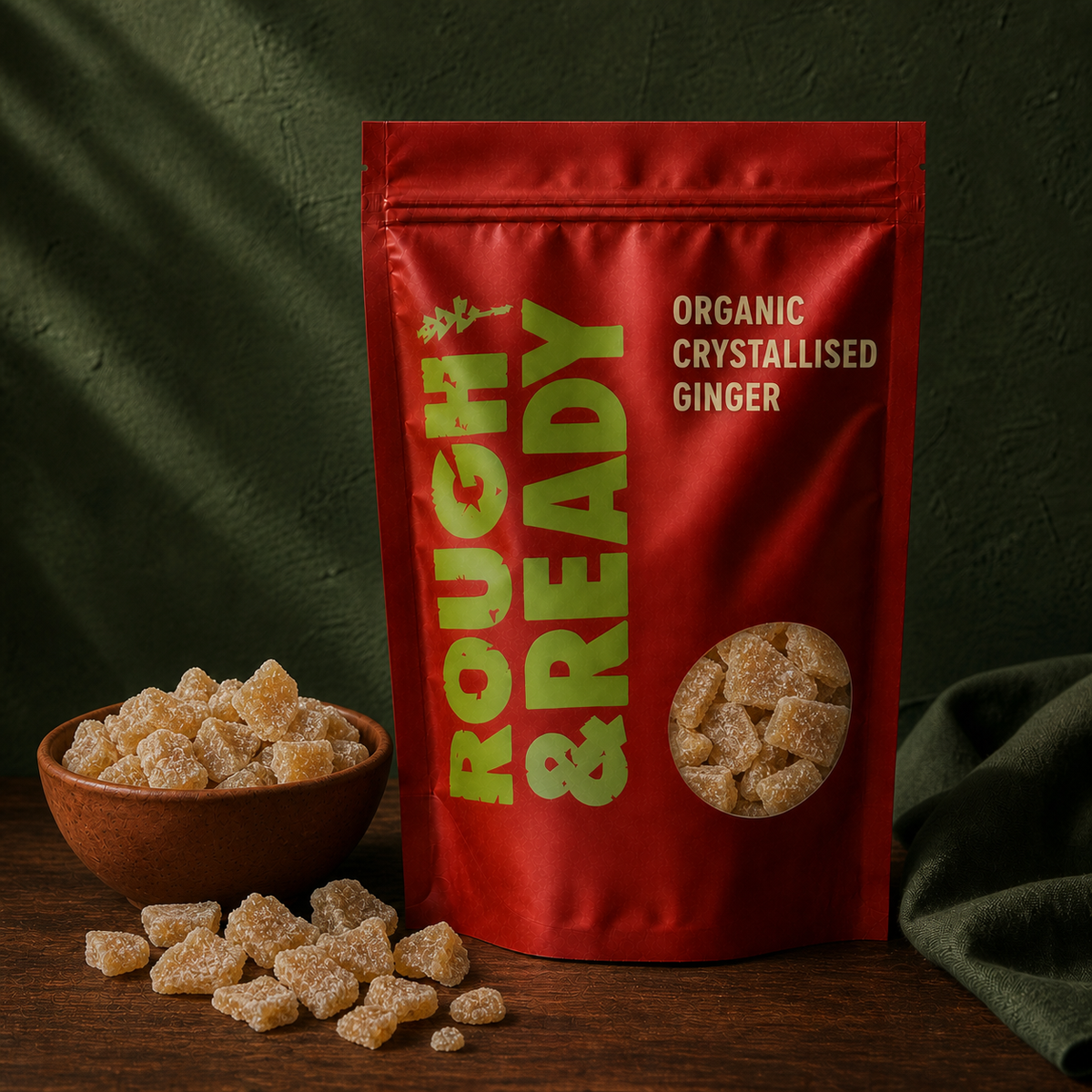 Rough & Ready Organic Crystallised Ginger pouch