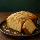 Organic flaked almonds used on a loaf cake