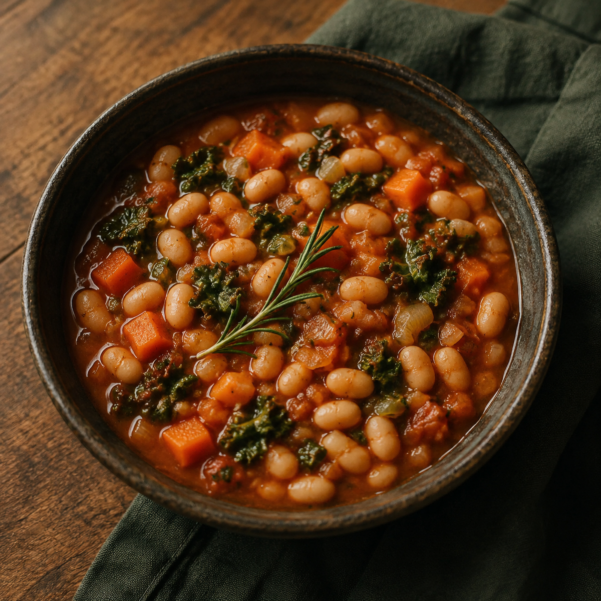 Rustic organic haricot bean stew