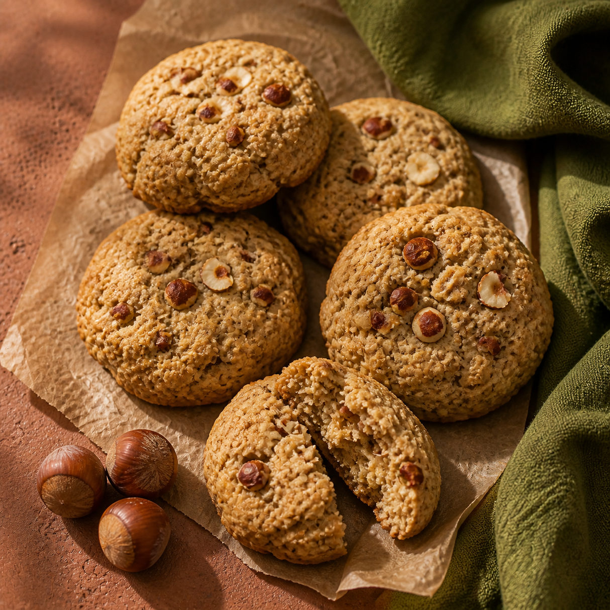 Oat cookies baked with Organic Hazelnuts