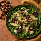 Organic Hazelnuts served in a pear and beetroot salad
