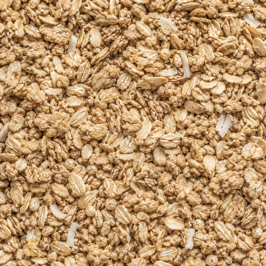 Organic oat granola base extreme close-up