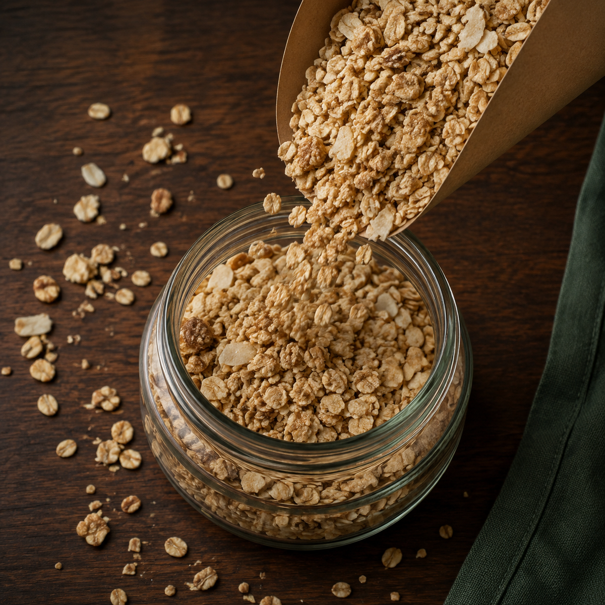 Organic oat granola pantry storage