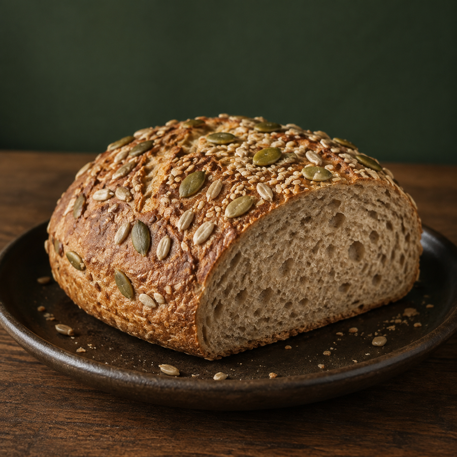 Organic Omega Four Seed Mix baked on bread