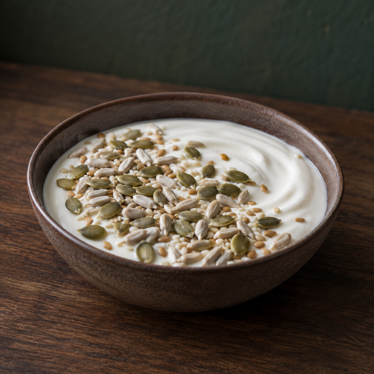Organic Omega Four Seed Mix served with yoghurt