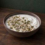 Organic Omega Four Seed Mix served with yoghurt