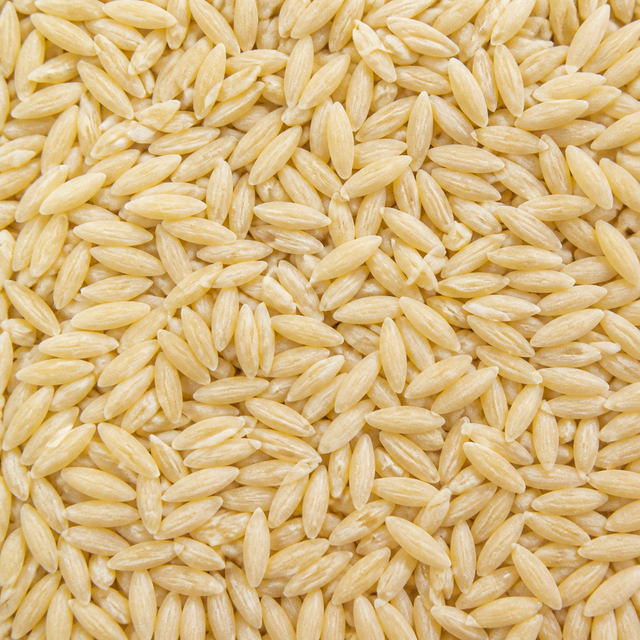 Organic orzo pasta extreme close-up