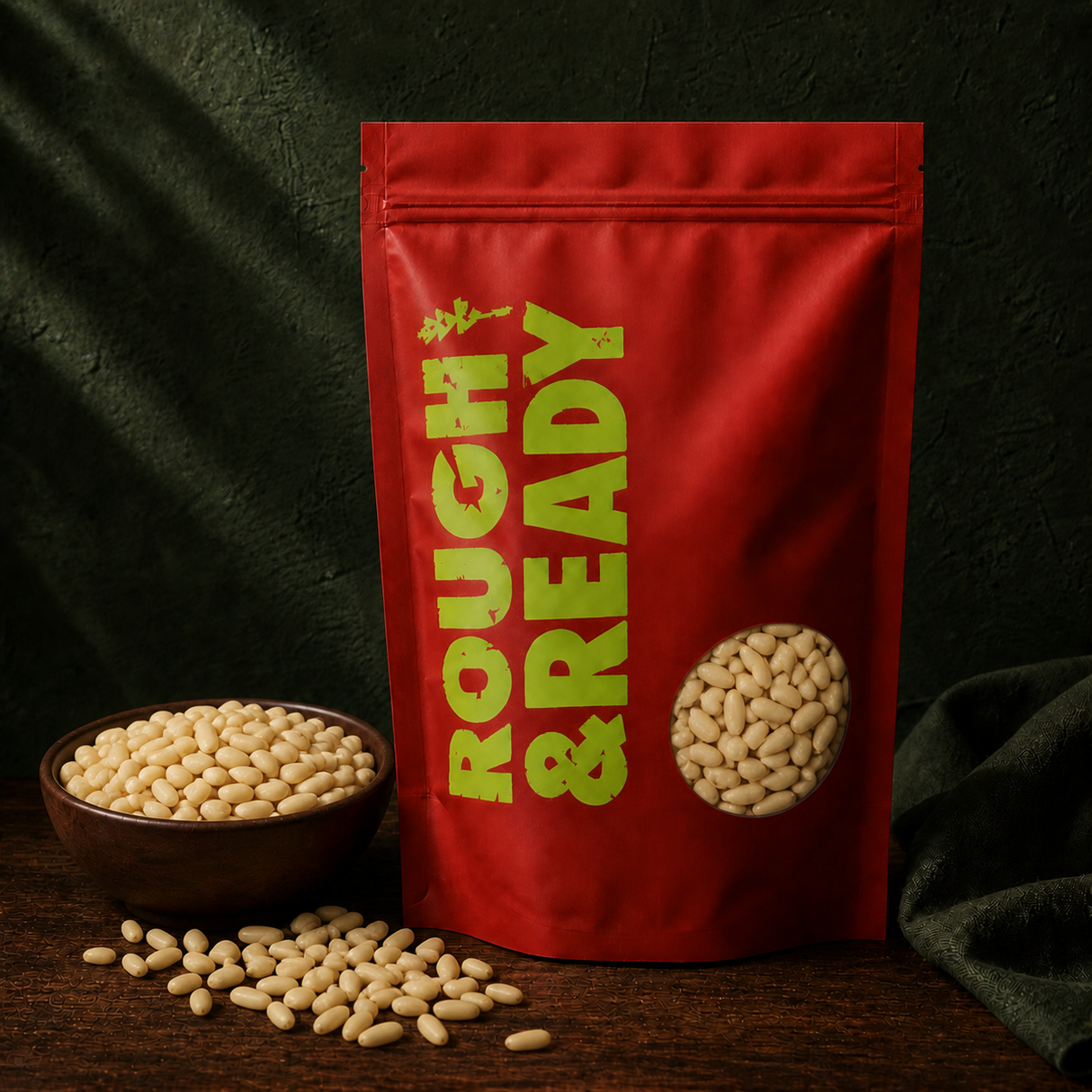 Rough and Ready Organic Pine Nuts pouch