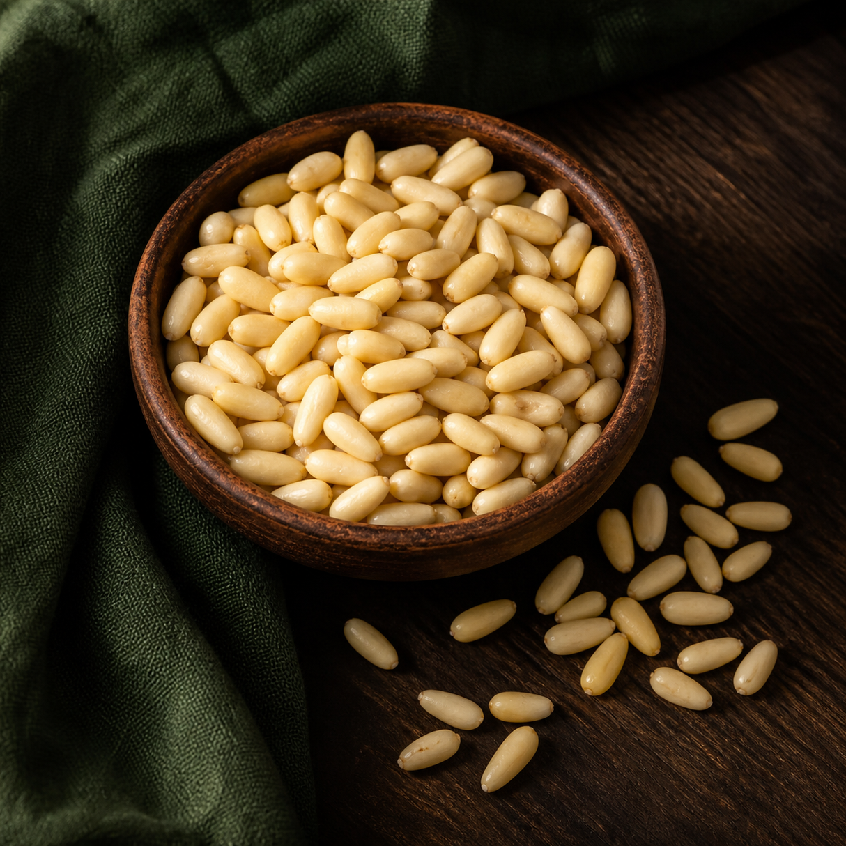 Organic pine nuts serving suggestion