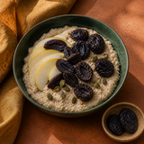 Organic Pitted Prunes served with porridge and pear