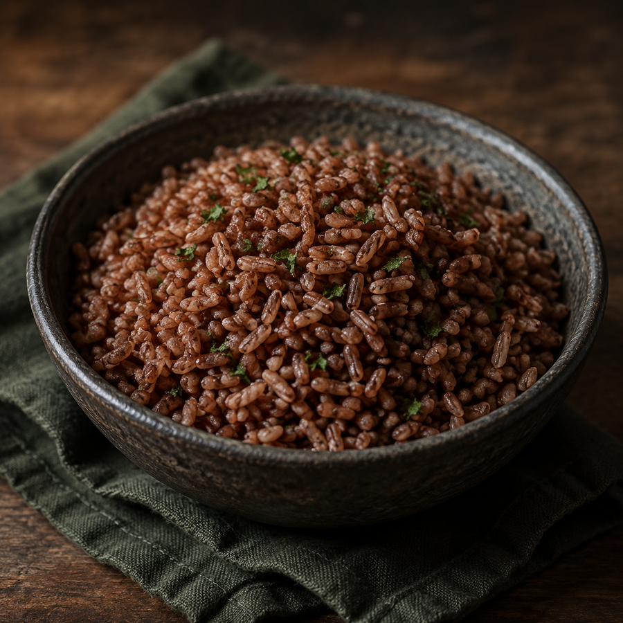 Organic Red Rice serving suggestion
