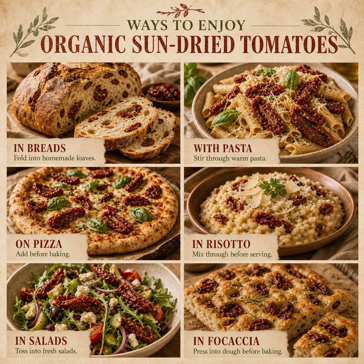 Organic Sun-Dried Tomatoes — ways to enjoy collage — workflow slot 5