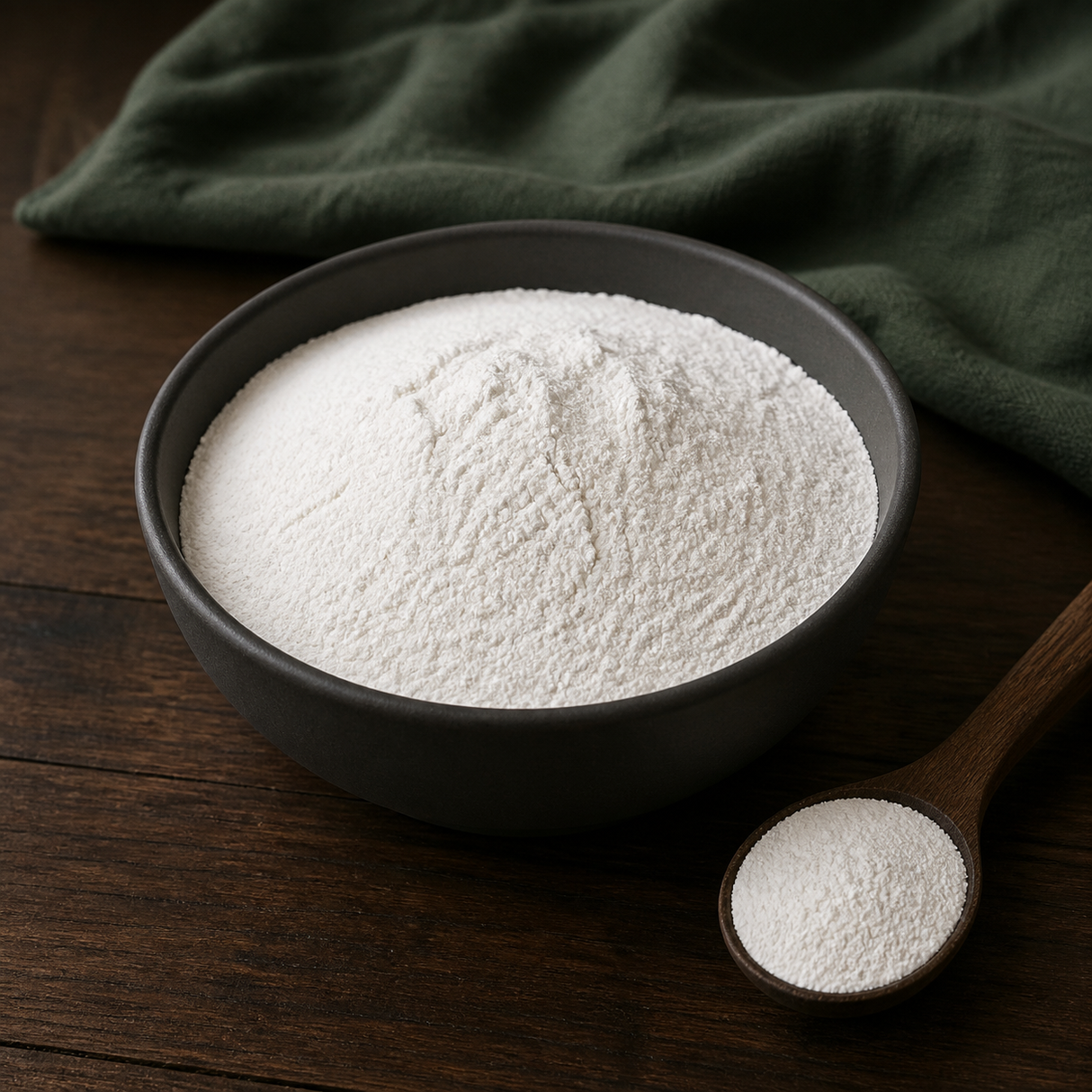Organic tapioca flour in a bowl