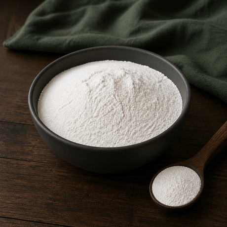 Organic tapioca flour in a bowl