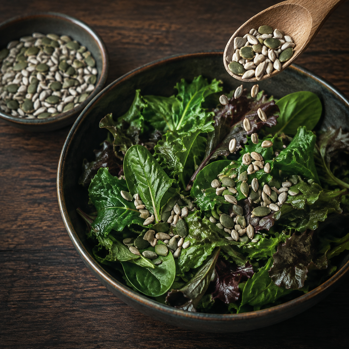 Organic Three Seed Mix sprinkled over salad