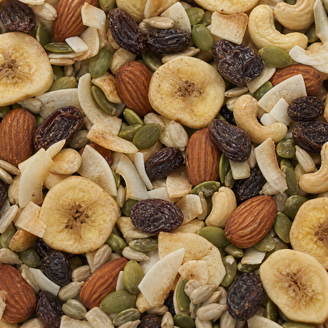 Organic trail mix extreme close-up