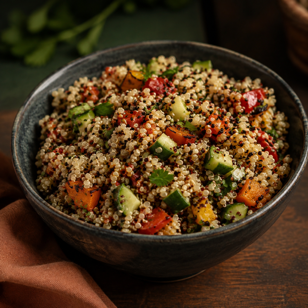 Organic Tri-Colour Quinoa serving suggestion