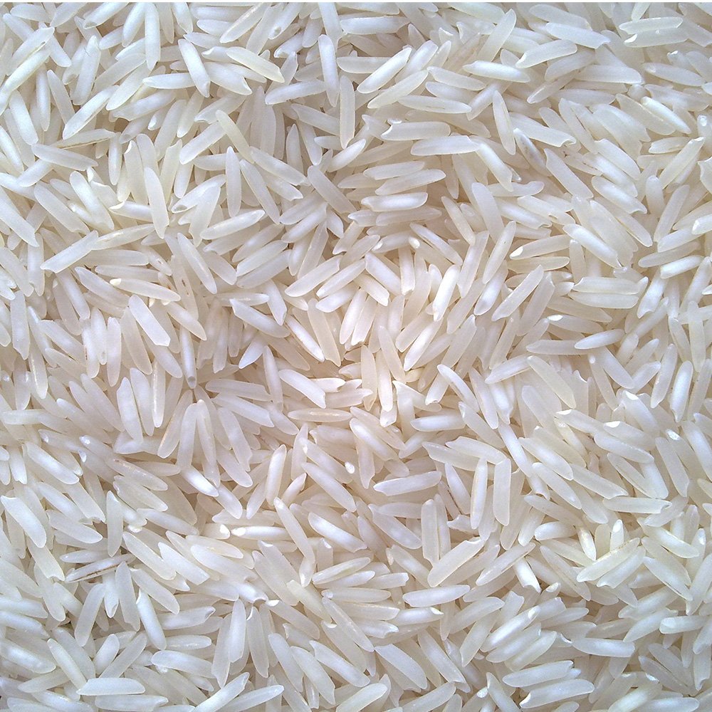 Organic White Basmati Rice – extreme close-up product hero