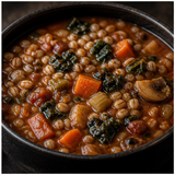 Organic pot barley vegetable stew