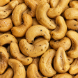 Extreme close-up of roasted and salted cashew nuts