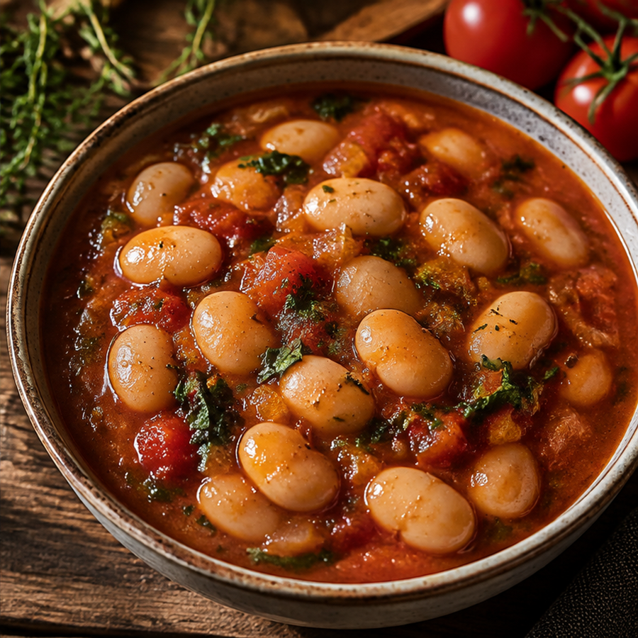 Organic butter bean tomato stew