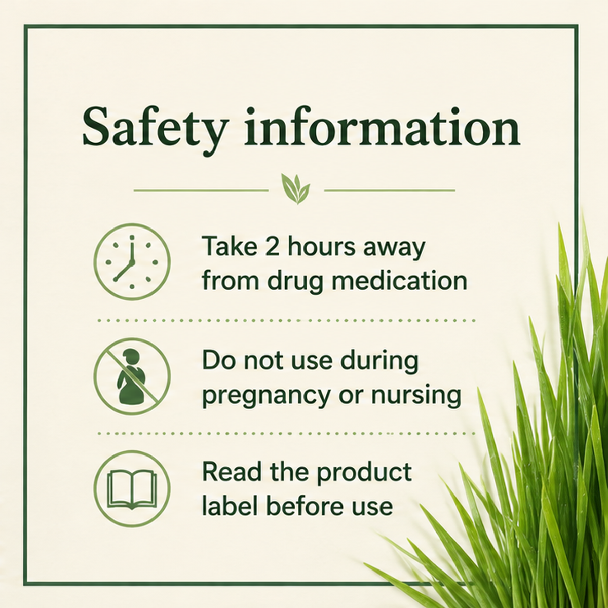 SHS Wheat Grass Range safety information