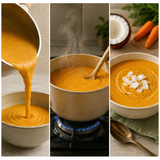 Preparing carrot and coconut soup