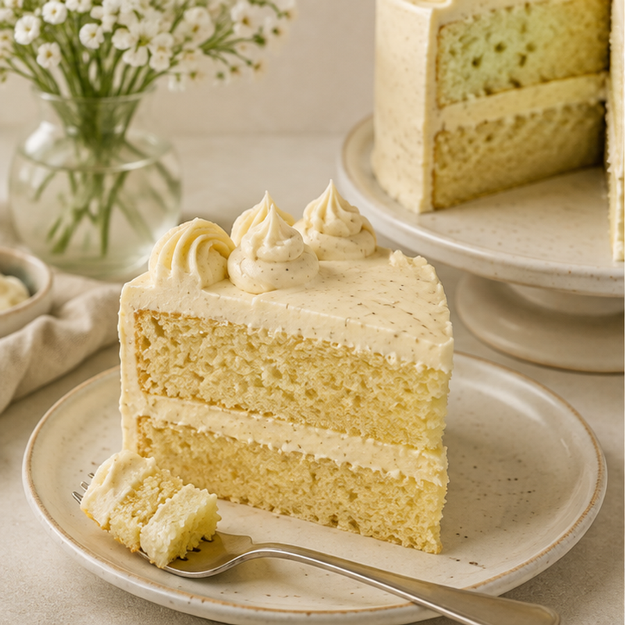 Vanilla sponge cake with vanilla buttercream