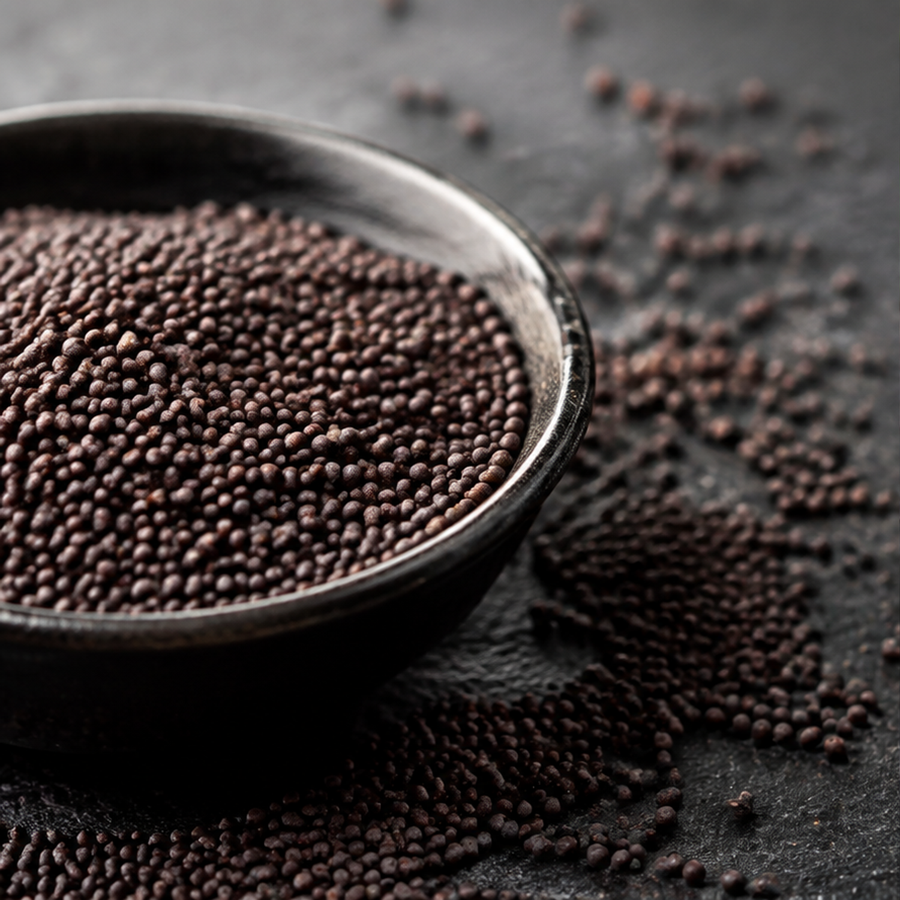Organic black mustard seeds macro