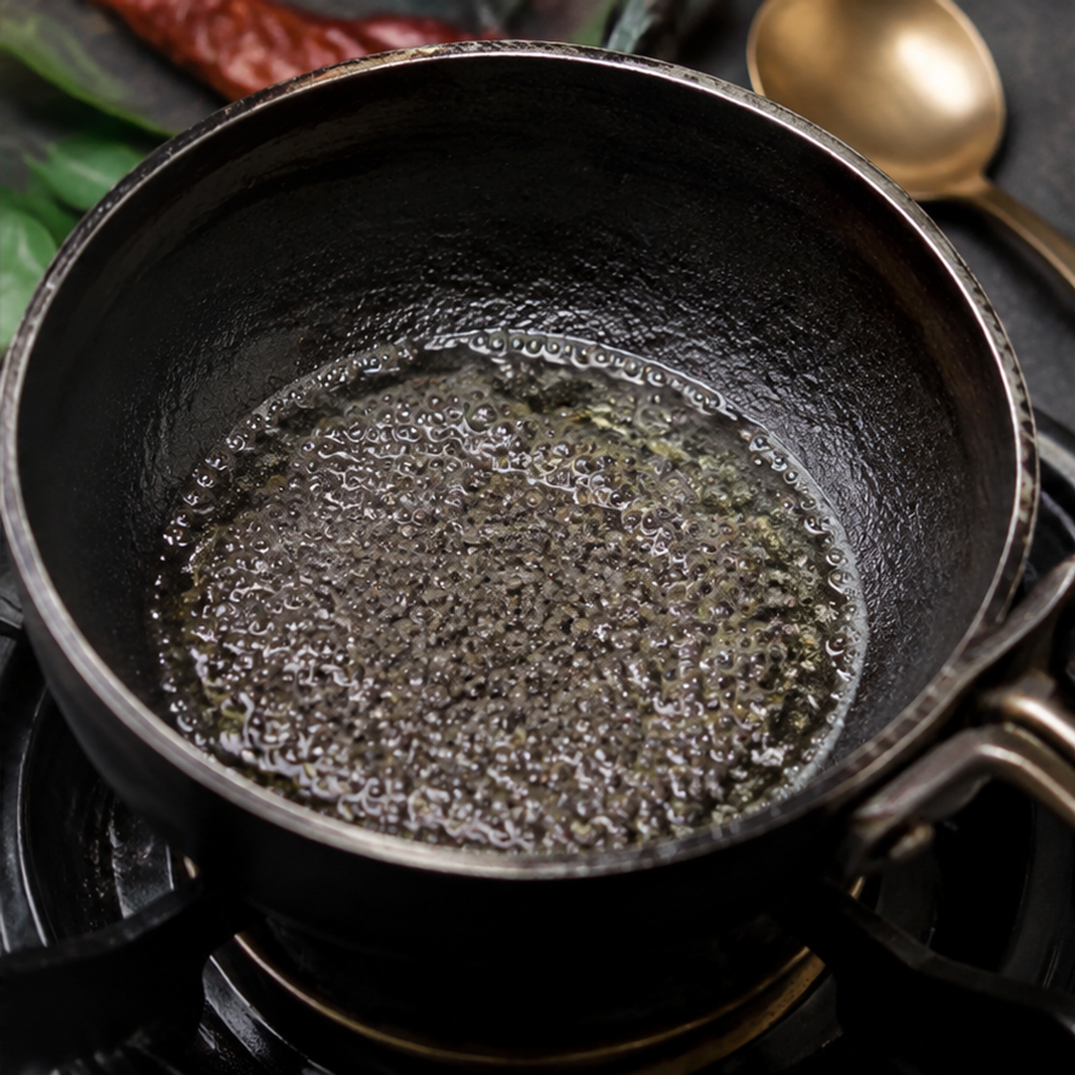 Tempering black mustard seeds