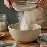 Sifting organic white spelt flour