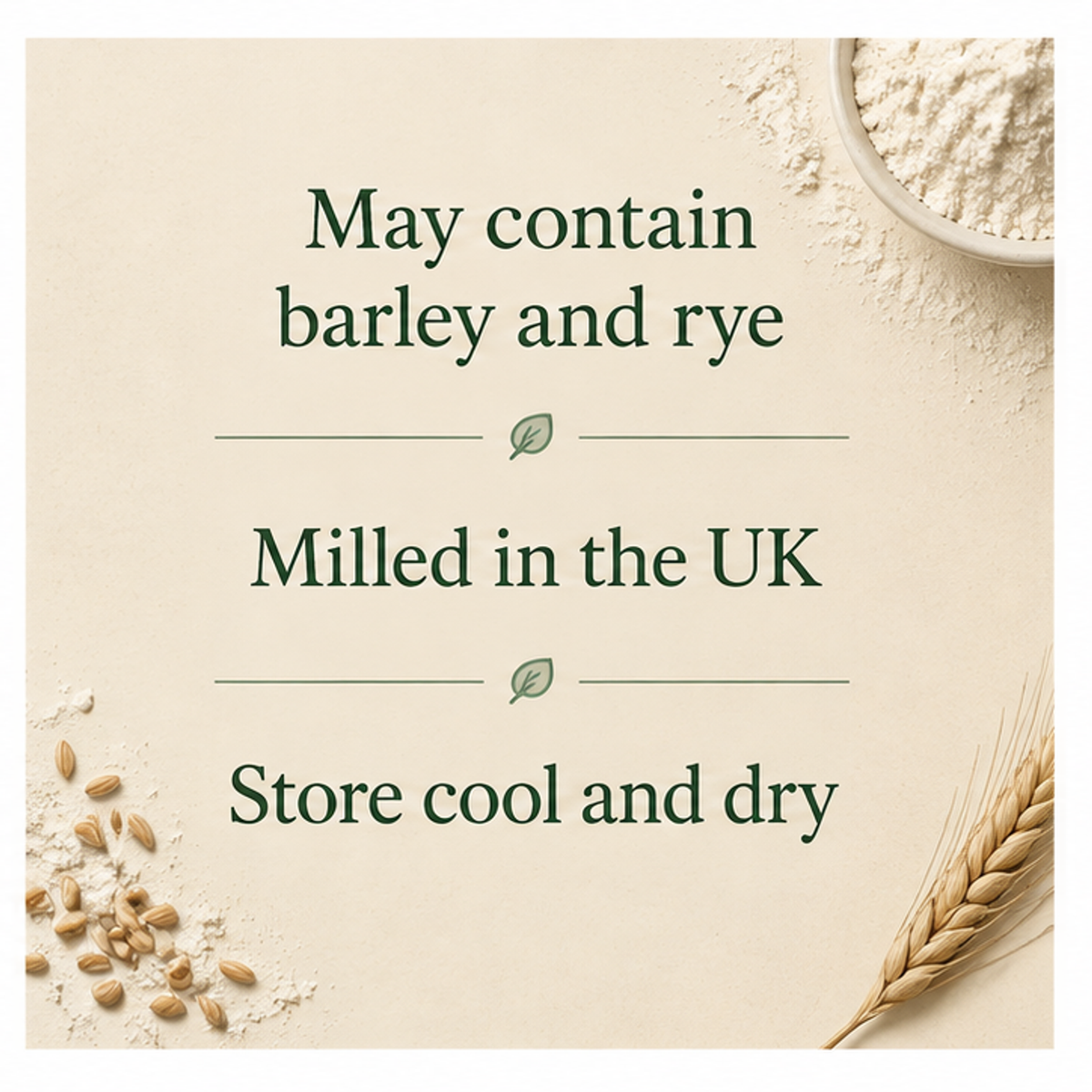 Organic white spelt flour allergen and storage facts