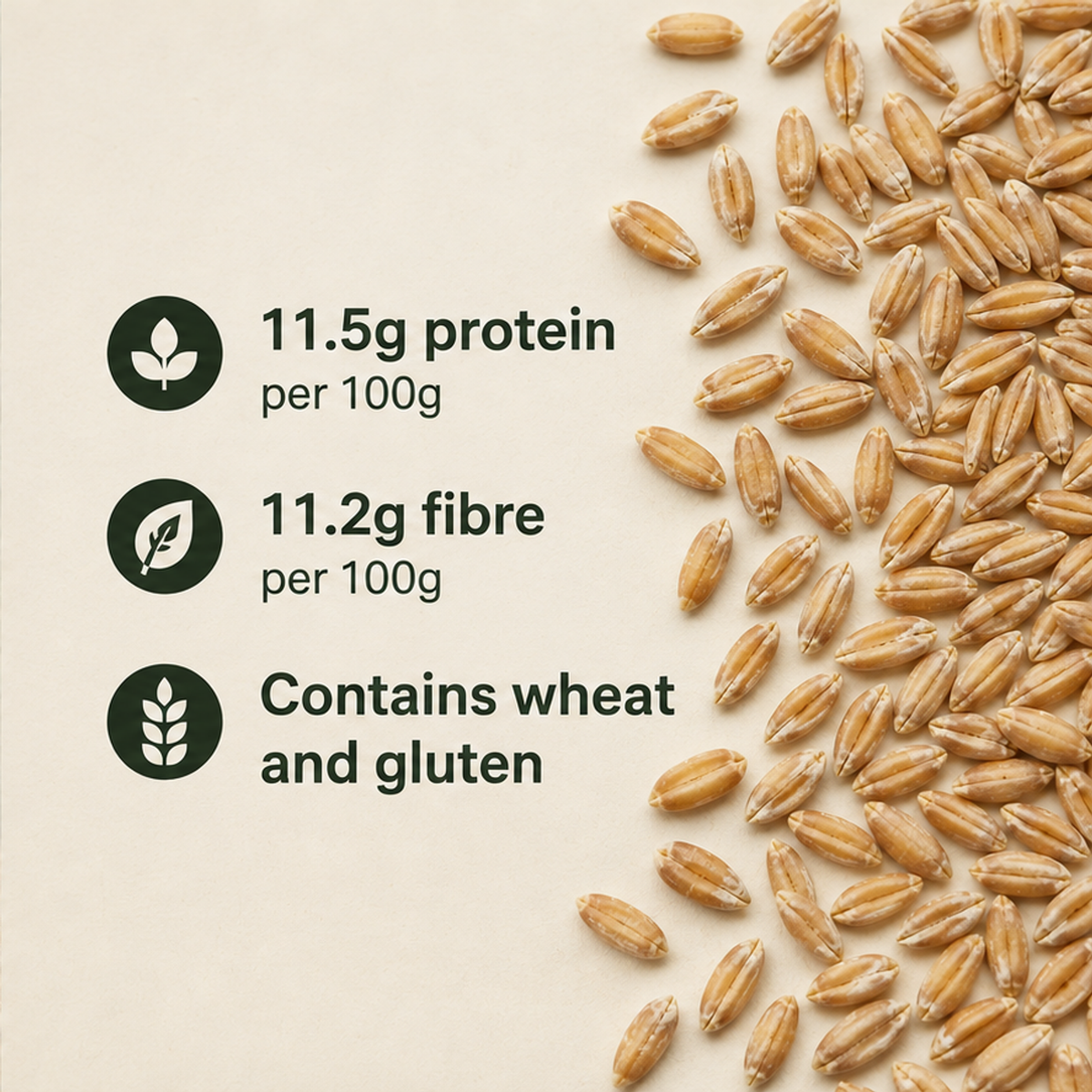 Organic spelt grain nutrition and allergen facts
