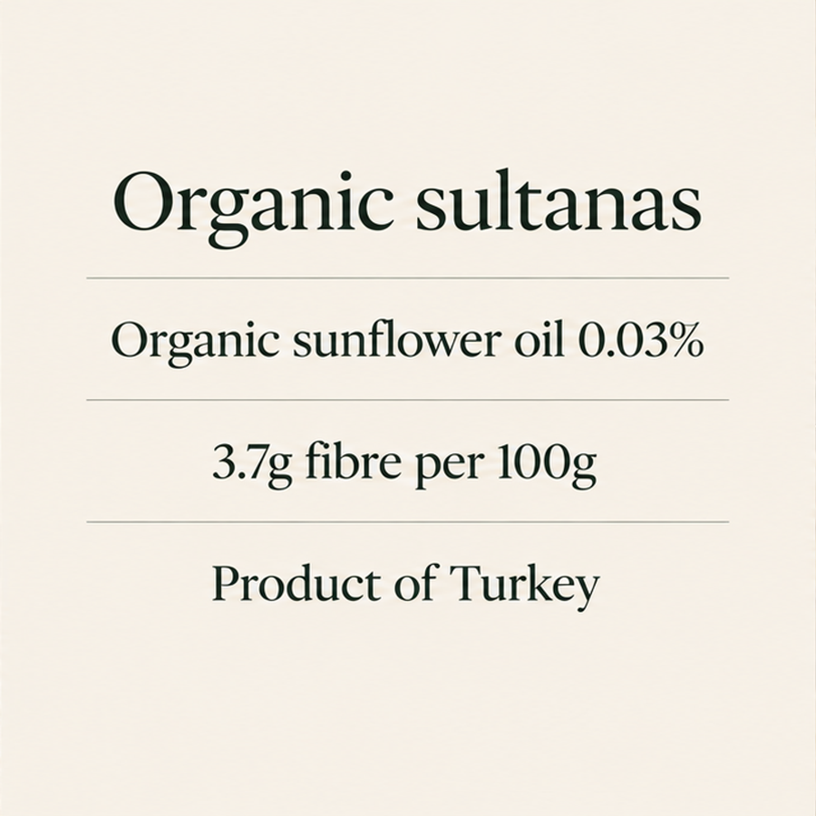 Organic sultanas ingredient nutrition and origin facts