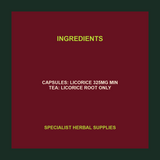 SHS Licorice capsule and tea ingredient facts
