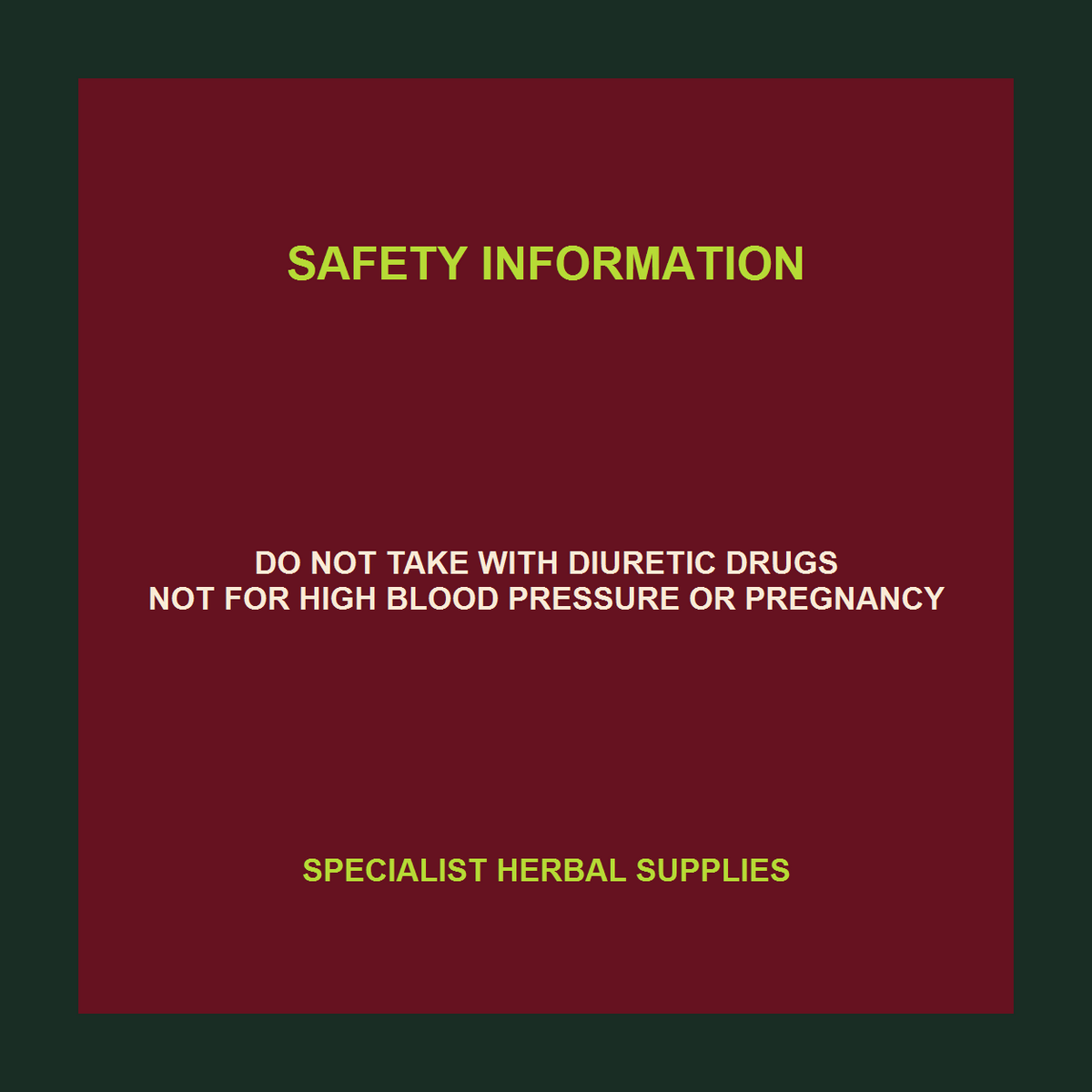 SHS Licorice safety information