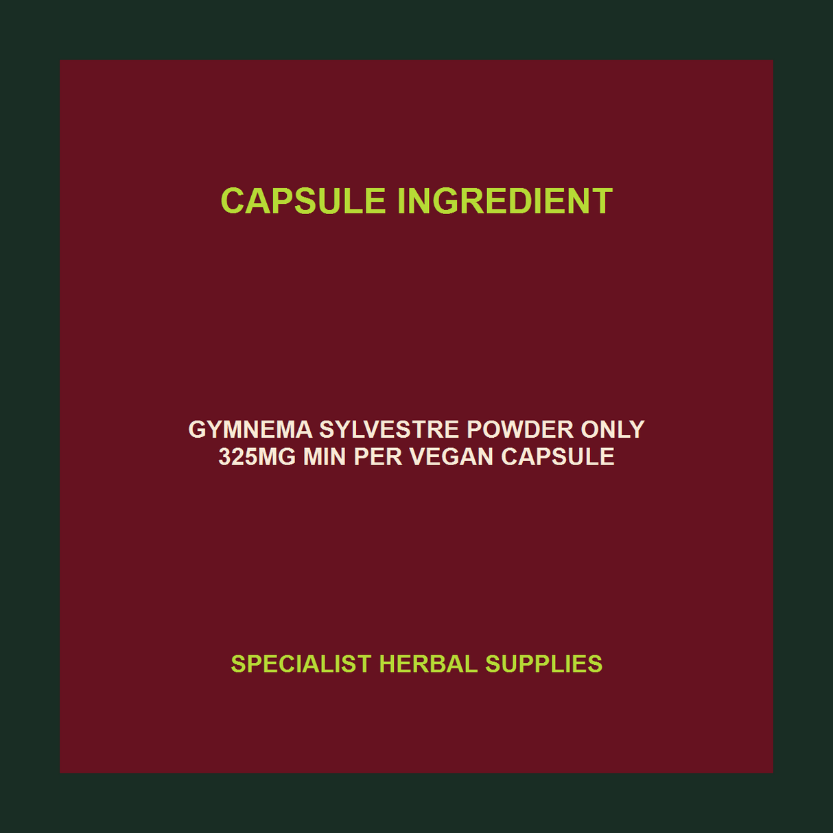 SHS Gymnema capsule ingredient facts