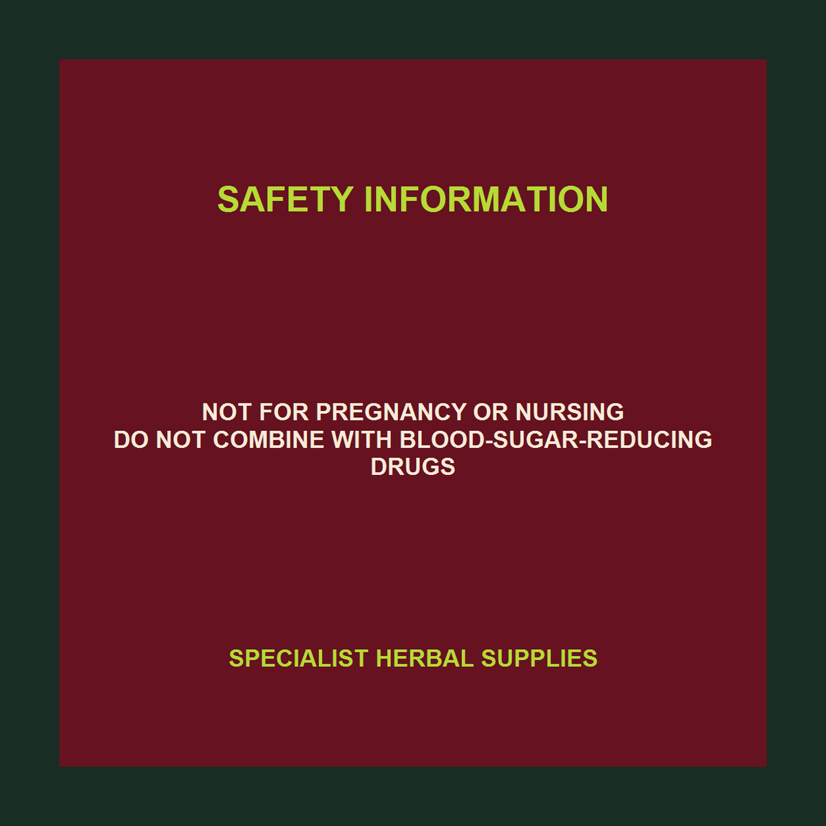 SHS Gymnema safety information