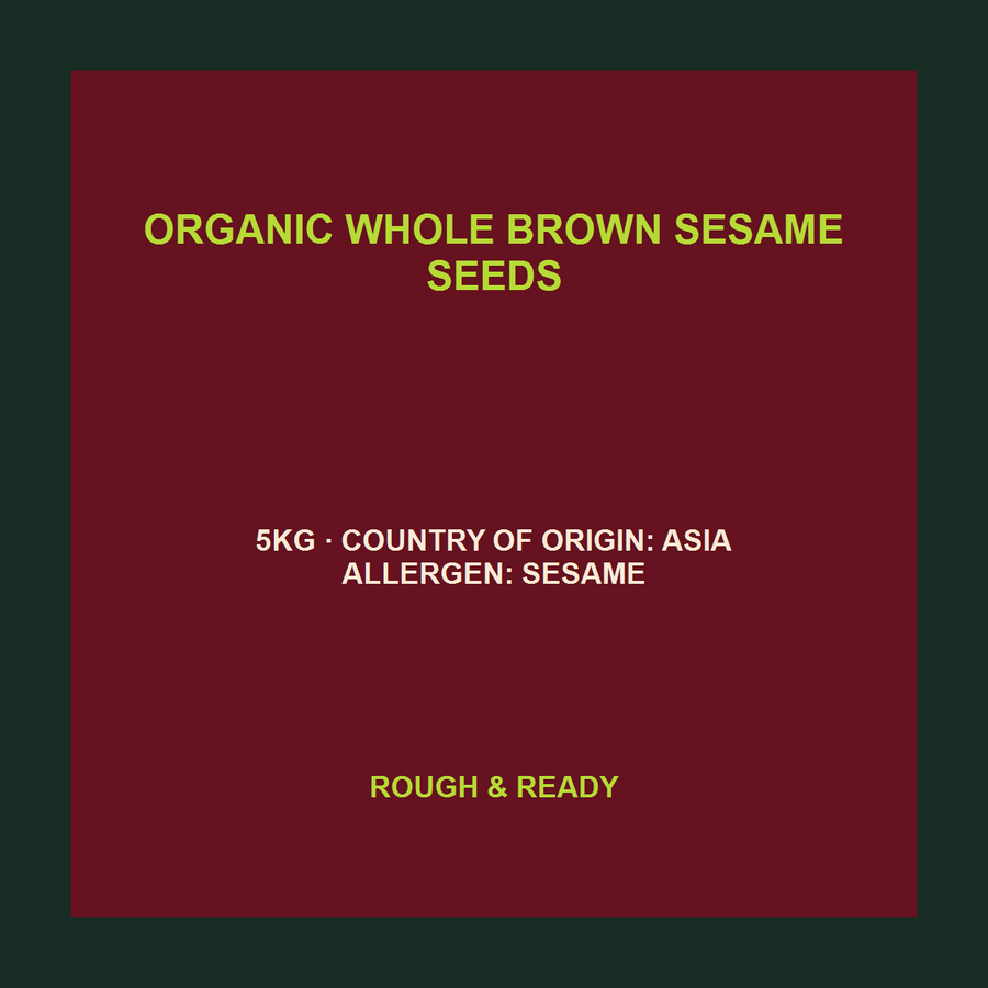 Organic whole brown sesame seed origin and allergen facts