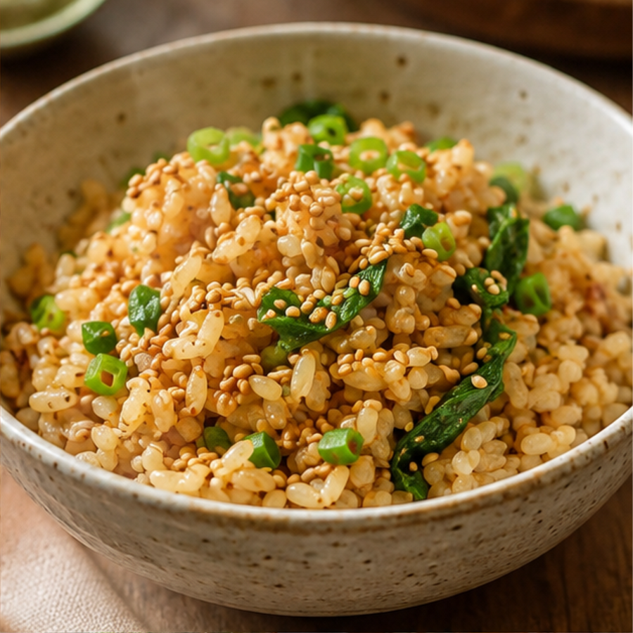 Organic brown sesame seeds serving suggestion