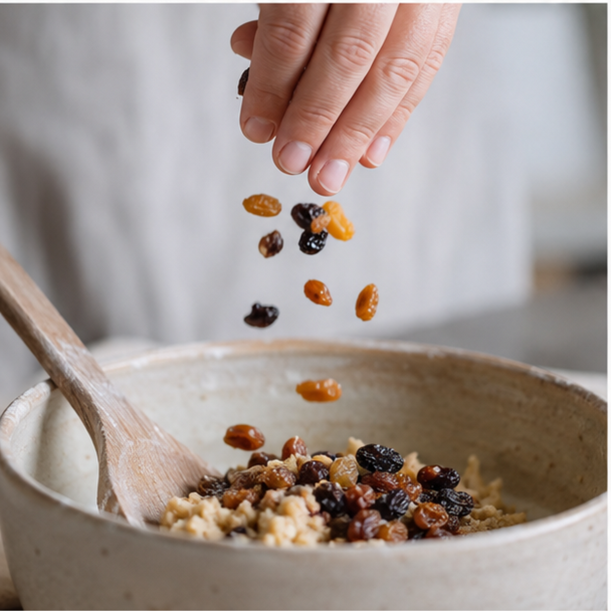 Recipe inspiration: mixing vine fruit into baking mixture