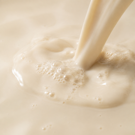 Extreme close-up of organic soya drink