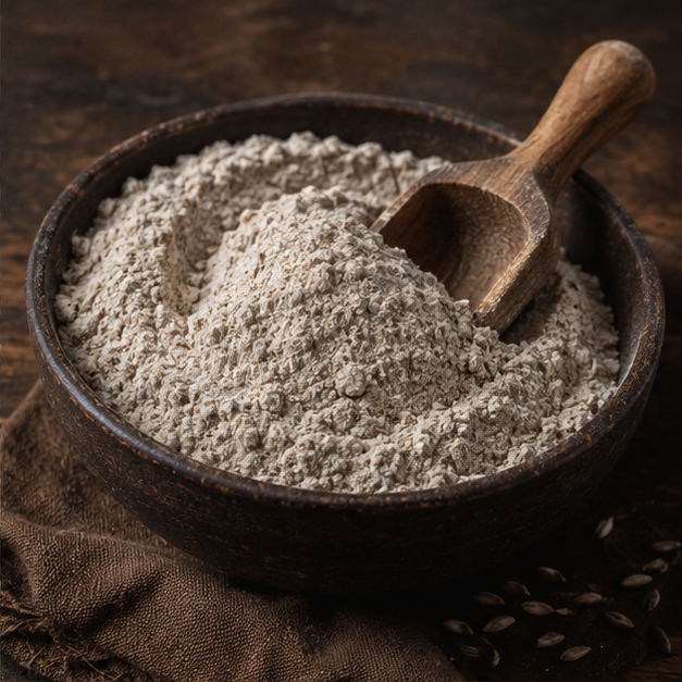 Organic rye flour serving suggestion