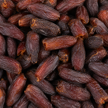 Extreme close-up of dried Sayer dates