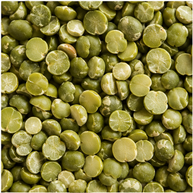 Organic split green peas extreme close-up