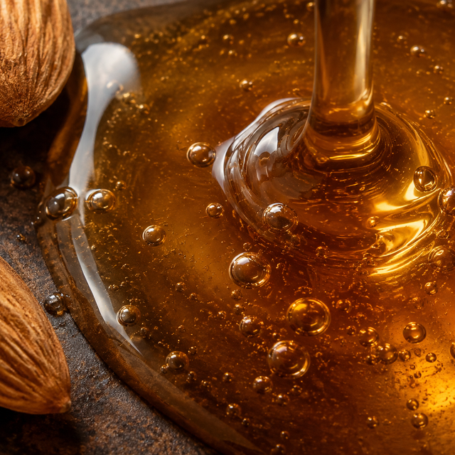 Extreme close-up of natural almond extract