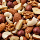 Extreme close-up of superior organic mixed nuts