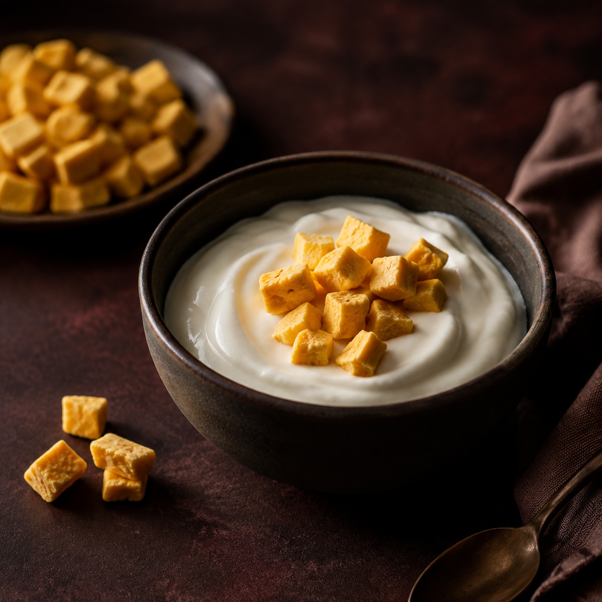 Freeze Dried Mango Cubes — serving suggestion