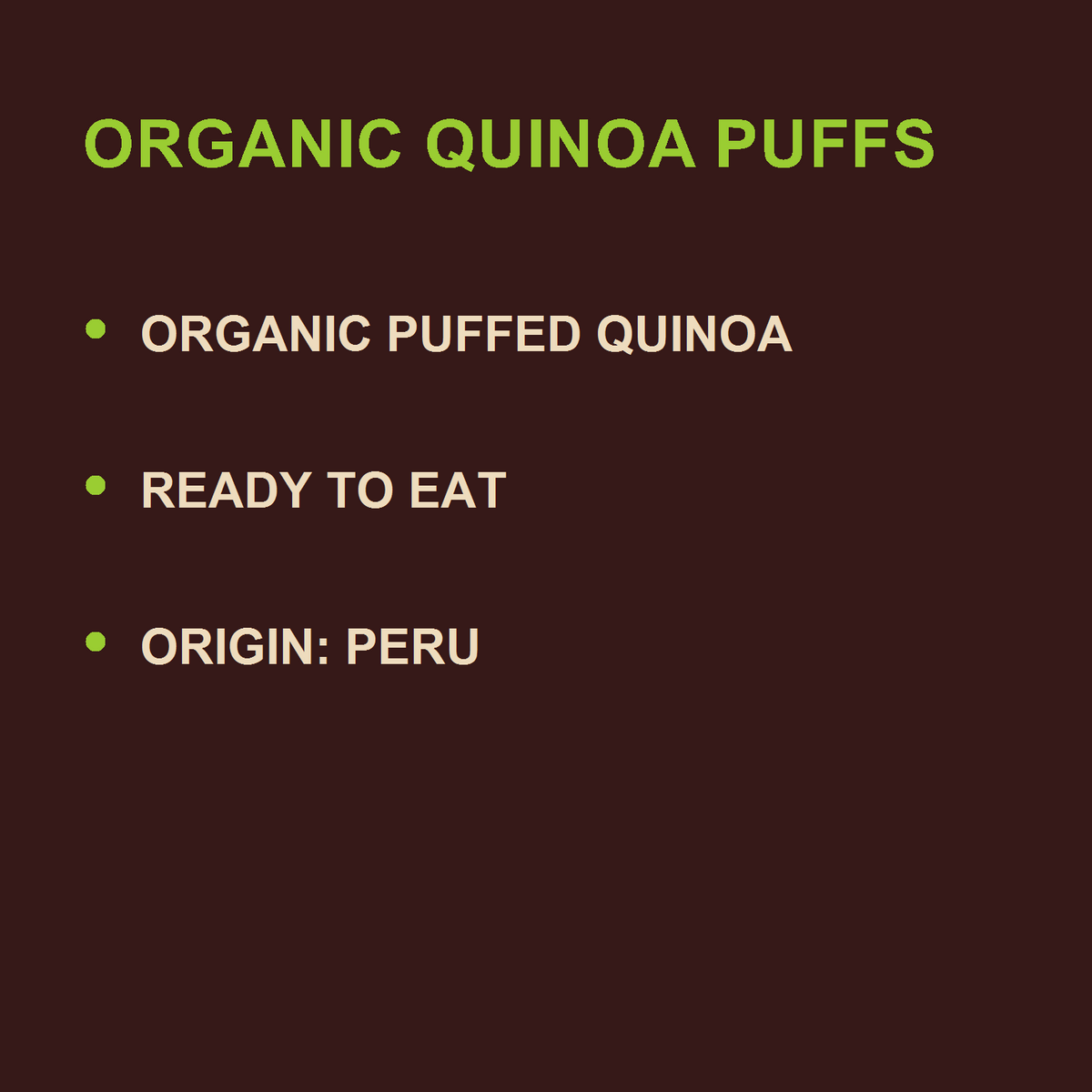 Infinity Foods Organic Quinoa Puffs — factual benefits
