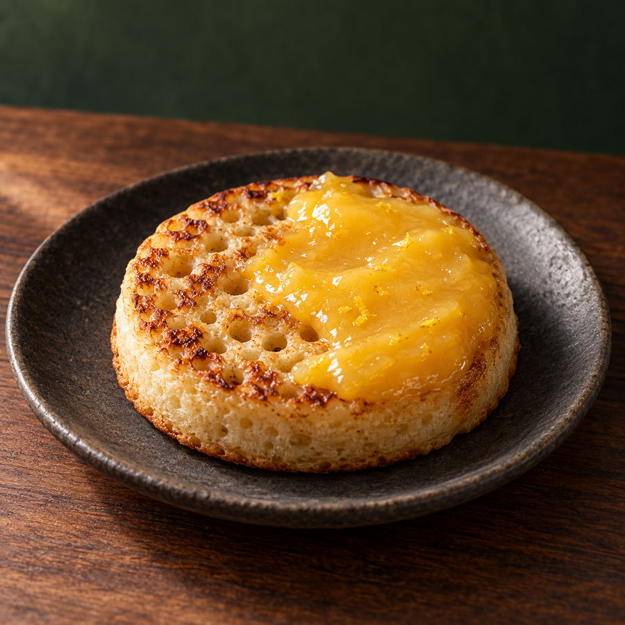 Crumpet with Thursday Cottage Organic Lemon Curd